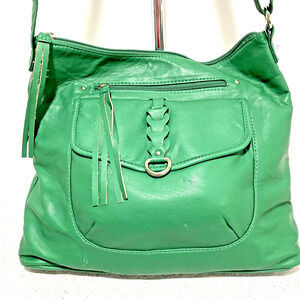 New Marc Fisher Green Shoulder Bag Crossbody Purse Soft Faux Leather Designer